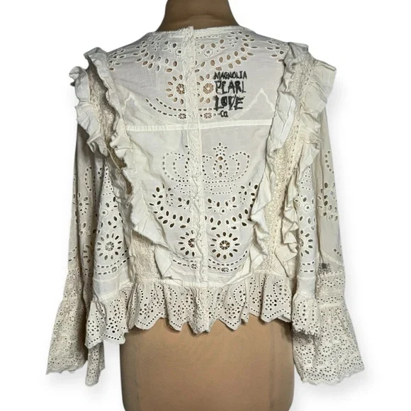 Magnolia Pearl Hermione Eyelet Blouse TOP 2194-MOON-OS - Picture 5 of 16